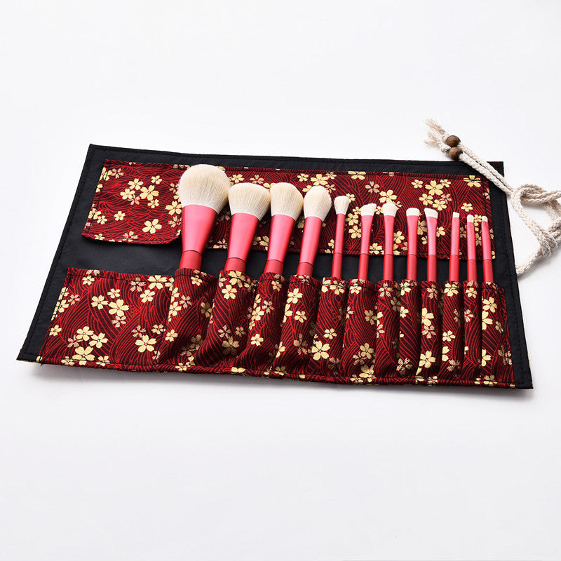 Ruby Radiance: 12-piece red makeup brush set for a glamorous look