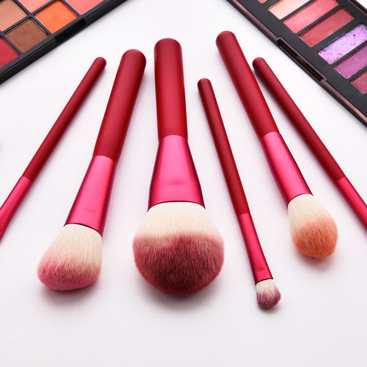 Ruby Radiance: 12-piece red makeup brush set for a glamorous look