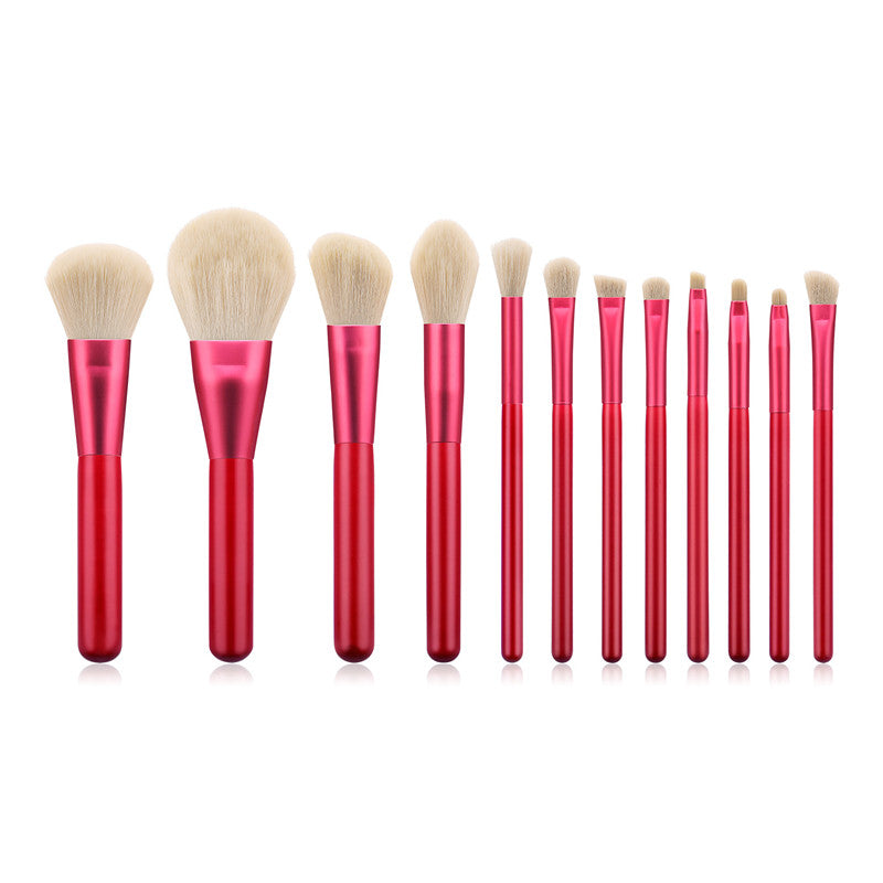 Ruby Radiance: 12-piece red makeup brush set for a glamorous look