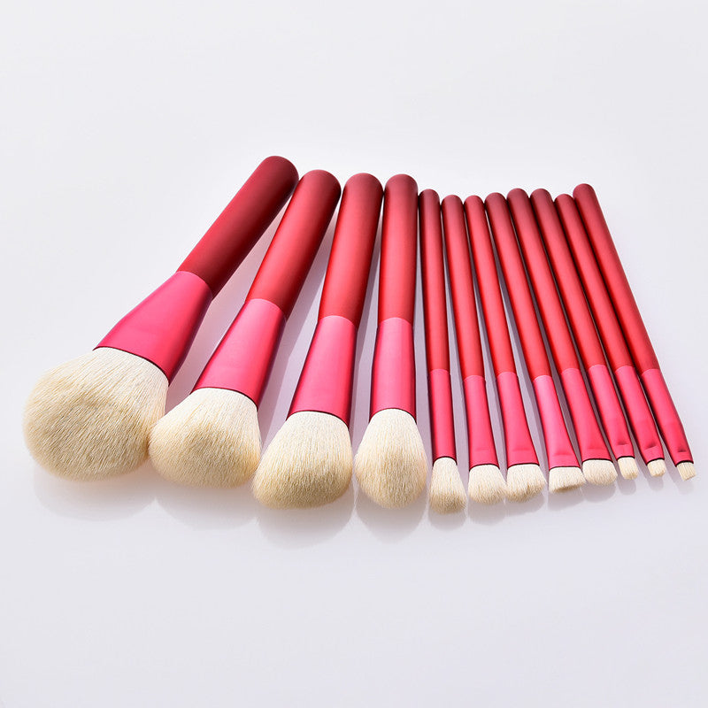 Ruby Radiance: 12-piece red makeup brush set for a glamorous look